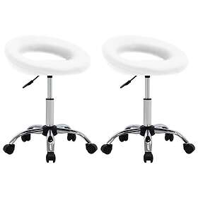 vidaXL Snurrbara matstolar 2 st vit konstläder 333277