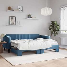 vidaXL Dagbädd utdragbar med madrasser blå 80x200 cm sammet 3197079