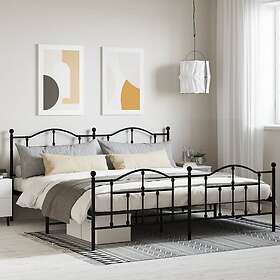 vidaXL Bed Frame med huvudgavel och fotgavel svart metall 193x203 cm 353463