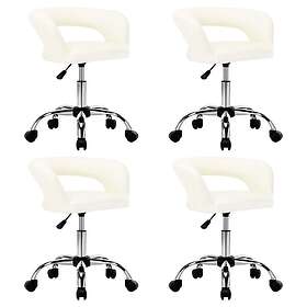 vidaXL Matstolar 4 st vit konstläder 3098652