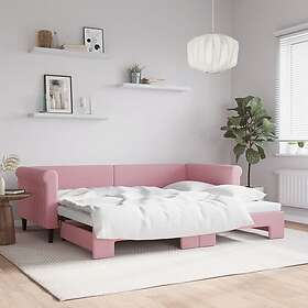 vidaXL Dagbädd utdragbar rosa 90x200 cm sammet 3197774