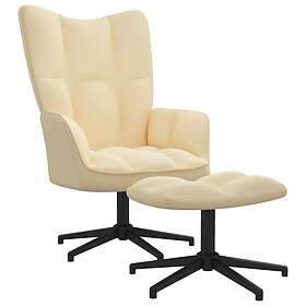 vidaXL Vilstol med fotpall gräddvit sammet 328115