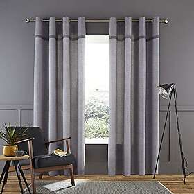 Catherine Lansfield Melville Woven Texture 66 x 90 Inch Eyelet Curtain Pair Grey