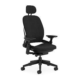 Steelcase Leap Ergonomic Height Adjustable Office Chair with Adjustable Lumbar Support and Armrests, Comfortable Upholstery in Grey Fabric