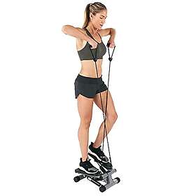 Sunny Health & Fitness Mini Stepper Machine, Stair Stepper Exercise Equipment with Resistance Bands and LCD Monitor, Air Climber Stepping Fi