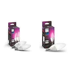 Philips Hue White & Colour Ambiance Smart Light Bulb Candle Triple Pack LED [E14] with Bluetooth - 1100 Lumen