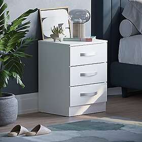 Amazon Movian High Gloss 3 Drawer Bedside Rectangular Nightstand Cabinet