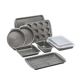 Circulon Momentum Non Stick Bakeware Set - 10 Piece Baking Set with Baking Trays, Cake Tins, Muffin Tray and Cooling Rack, Carbon Steel, Dis