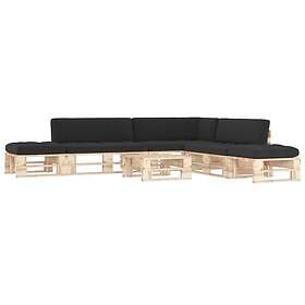 vidaXL Pallsoffgrupp med dynor 6 delar impregnerad furu 3066896
