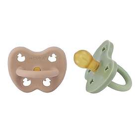 Hevea Naturgummipacifier Tan Beige & Moss Green, 3-36 mån 2-pack