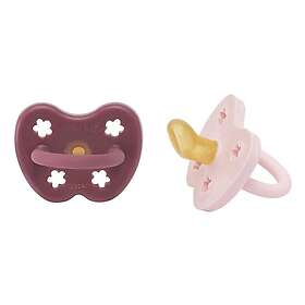 Hevea Naturgummipacifier Powder Pink & Rosewood, 3-36 mån Ortodontisk 2-pack