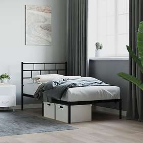 vidaXL Sängram med huvudgavel metall svart 90x190 cm 355651