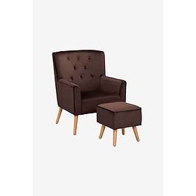 Loft24 Fåtölj Michigan, med fotpall Brun Sammet 80 102