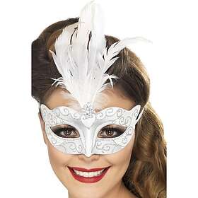 Venetiansk Silver Mask med Glitter