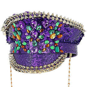 Kaptenshatt Paljetter och Nitar Lila