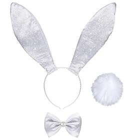 Widmann Glitter Bunny Set Vitt Maskeradtillbehör för kvinnor