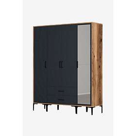 Hanah Home Garderob Kursak Valnöt Antracitgrå 160 48