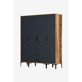 Hanah Home Garderob Kural Valnöt Antracitgrå 160 48