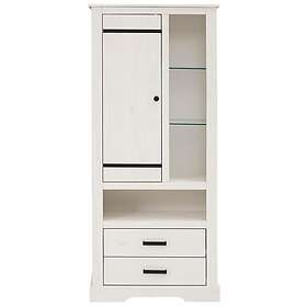 Loft24 Vitrinskåp Loki 1 dörr/2 lådor Vit Furu 75 170