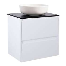 Alterna Tvättställsskåp Luxor med Bänkskiva Kvartskomposit och 60Vitm Bs Sv+Ts Rundvit 8914557