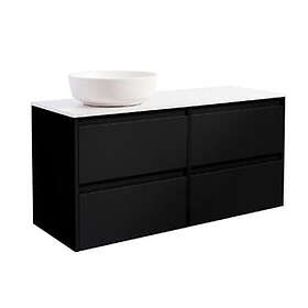 Alterna Tvättställsskåp Luxor med Bänkskiva Kvartskomposit och 120Sv. Bs Vit+Ts Rundvit 8914633