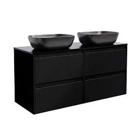 Alterna Tvättställsskåp Luxor 120 Dubbelt med Bänkskiva Kvartskomposit och Rektangulärt Sv. Bs Sv+2Ts Sv 8914672