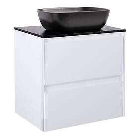 Alterna Tvättställsskåp Luxor med Bänkskiva Kvartskomposit och Rektangulärt 60 Vitm Bs Sv+Ts Sv 8914560