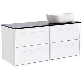 Alterna Tvättställsskåp Gabriella med Bänkskiva Kvartskomposit och Rektangulärt 120Vitm Bs Sv+Ts Rektvit 8914519