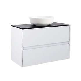 Alterna Tvättställsskåp Luxor med Bänkskiva Kvartskomposit och 90Vitm Bs Sv+Ts Rundvit 8914589