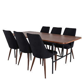 Venture Home Matgrupp Chicago med 6 Laura Stolar Uno Dining Table Black Walnut Veneer+Leone Chair GR22146