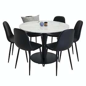 Venture Home Matgrupp Estelle med 6 Pobbie Stolar Round Dining Table+Polar Chair GR599