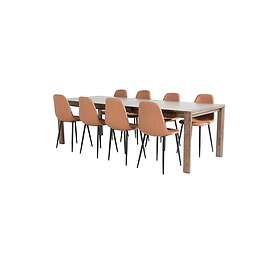 Venture Home Matgrupp Shy med 8 Pobbie Matstolar Slider Extention Table -Smoked Oak+Dining Chair Brown/ _8 GR20732