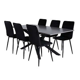 Venture Home Matgrupp Piata med 6 Walerina Stolar Piazza Dining Table Black Grey Veneer+Windu Lyx Chair GR22267