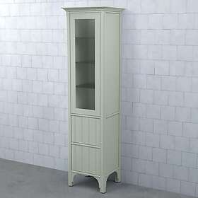 Björbo Badrum Högskåp Saga Vitrinlucka Pärlspont Lindblomsgrön 2 Lådor Vänste SHV4P6V