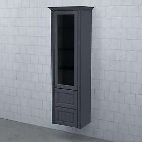 Björbo Badrum Högskåp Valhall Vitrinlucka med Två Lådor 2 Stålblå Höger VH58VLH