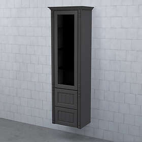 Björbo Badrum Högskåp Valhall Vitrinlucka med Två Lådor 2 Antracit Vänster VH53VLV