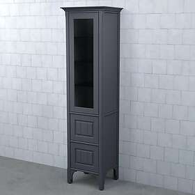 Björbo Badrum Högskåp Saga Vitrinlucka Rampärlspont Stålblå 2 Lådor Vänster SHV4R8V