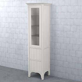 Björbo Badrum Högskåp Saga Vitrinlucka Pärlspont Varmgrå 2 Lådor Vänster SHV4P2V