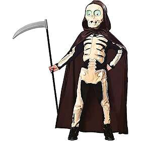 Amscan 9902795 – Barndräkt Sensenmann, overall, cape mask, Grim Reaper, skelett, skräck, temafest, karneval, halloween