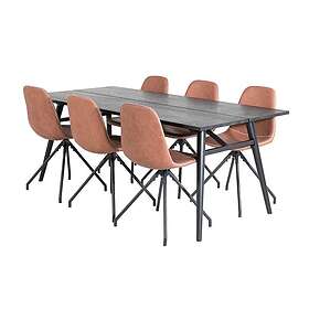 Venture Home Matgrupp Salt med 6 Pobbie Stolar Snurrfunktion Sleek Extentiontable Black Brushed-Polar Chair- White_6 GR19617