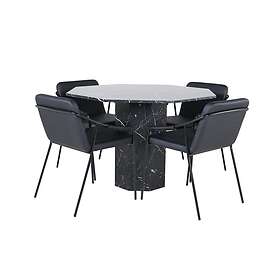 Venture Home Matgrupp Monte Carlo matbord och Tjärö matstol Round Dining Table Black Glass Marble+Tvist GR22123