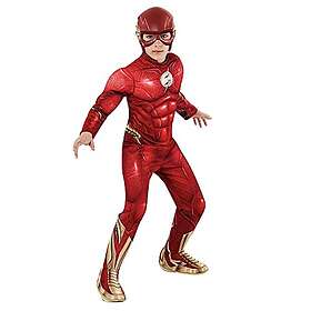 Rubies The Flash Deluxe kostym för barn, Jumpsuit med muskulös bröst, stövlar och mask, Officer DC Comics, The Flash för Carnival, Halloween