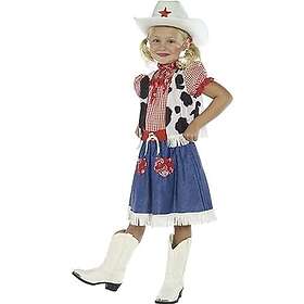Smiffys Barn cowgirl favoritkostym, klänning, väst, halsduk, bälte och hatt, storlek: M, 36328