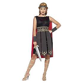 Smiffys 45496M – dam romersk krigare kostym, klänning med mantel, arm stulps och hårband, storlek: 40–42, svart