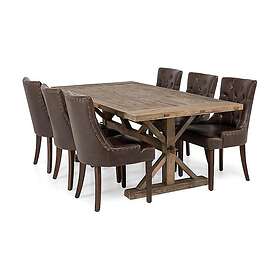 Manor House Matgrupp Lyon med 6 Tuva Stolar Trä/Brun Förlängningsbar 200 cm 546714
