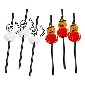 Papperssugrör Halloween Skelett 6-pack