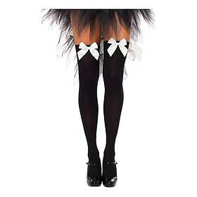 Svarta Knästrumpor med Vit Rosett Deluxe One size