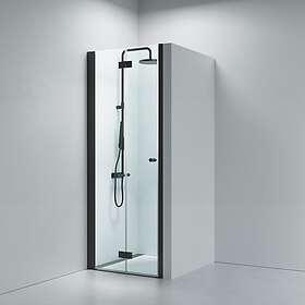 Strømberg Bad Noma 180 Nischvikdörr Matt Svart, Klarglas (900mm/Vänster modell)