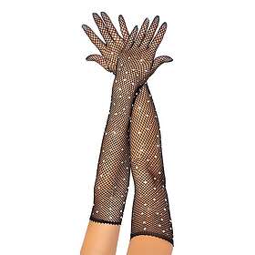 Långa Svarta Operahandskar med Stenar One size