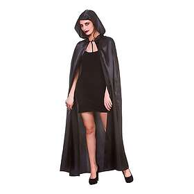 Cape Lång med Huva Svart i Satin One size